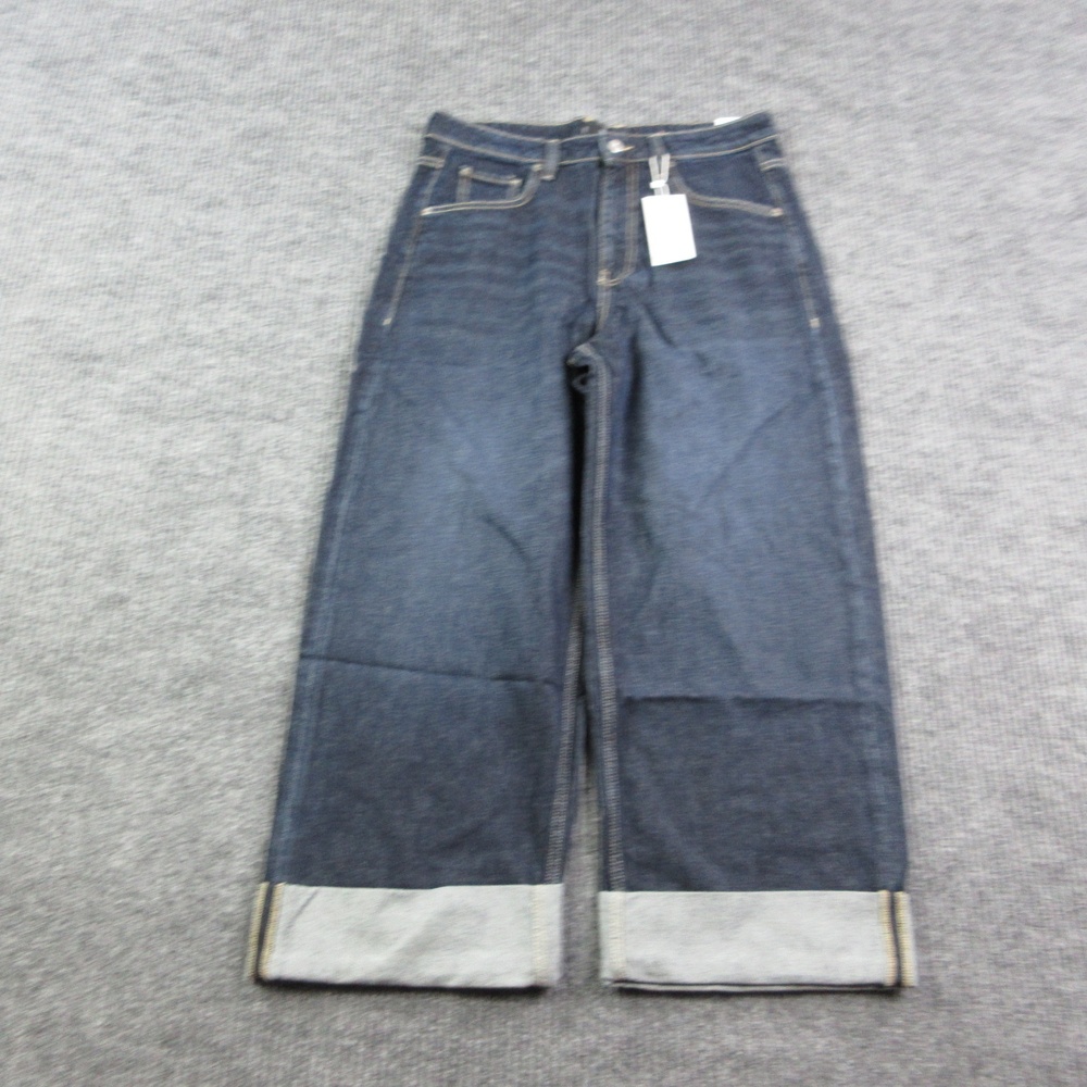 MNG Jeans Womens 10 Dark Blue Wide-Leg High Rise Tejano 328 Celia 32x26.5* NWT